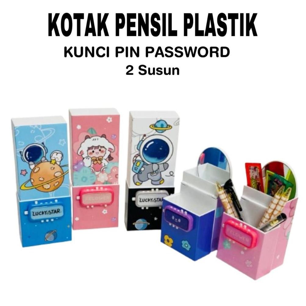 

Tg-342 Hd Kotak Pensil Plastik 1 Susun + Cermin + Kunci Pin / Pencil Case / Tempat Pensil