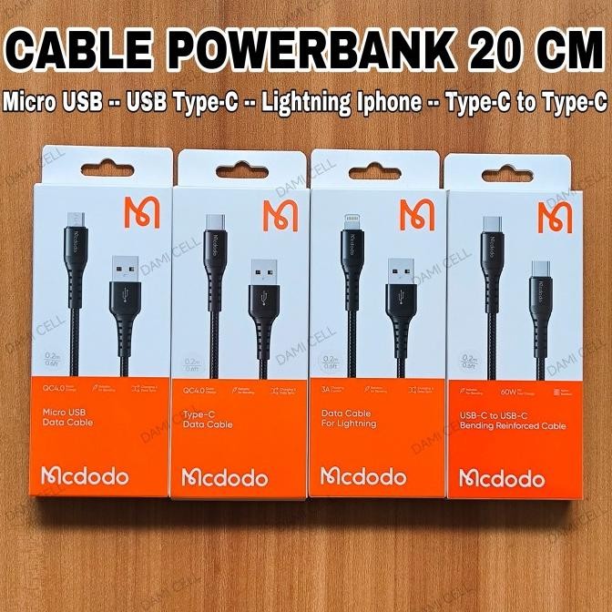 kabel data pendek cable powerbank 20cm micro usb + usb type c + usb lightning + usb-c to usb-c termu