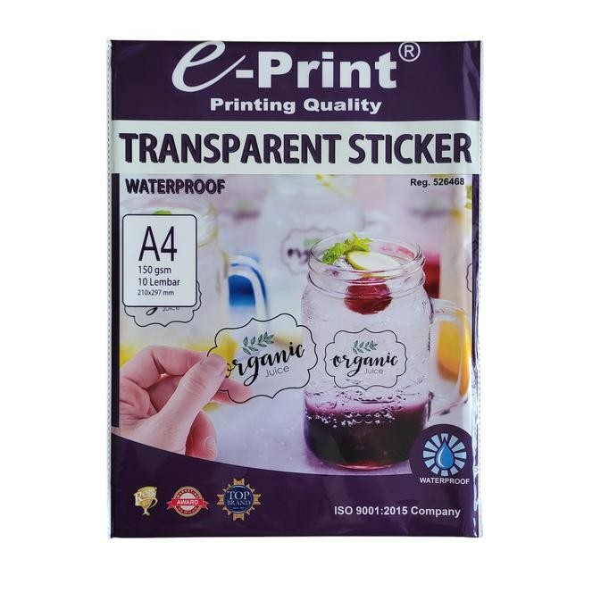 

E-Print Transparent Sticker A4 / Kertas Stiker Transparan Eprint A4 by Radhiant official