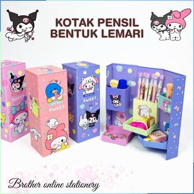 

BOS Kotak Pensil Karton Rak Berdiri Tingkat/Pencil Case/Pencil Box Stationery/Kotak Pensil Canggih/Kotak Pensil Aesthetic by Radhiant official