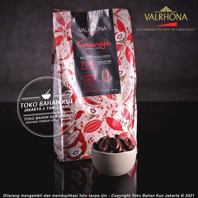 

TERSEDIA Valrhona Guanaja 70% Dark Chocolate 100g Couverture Cokelat Coin Repak