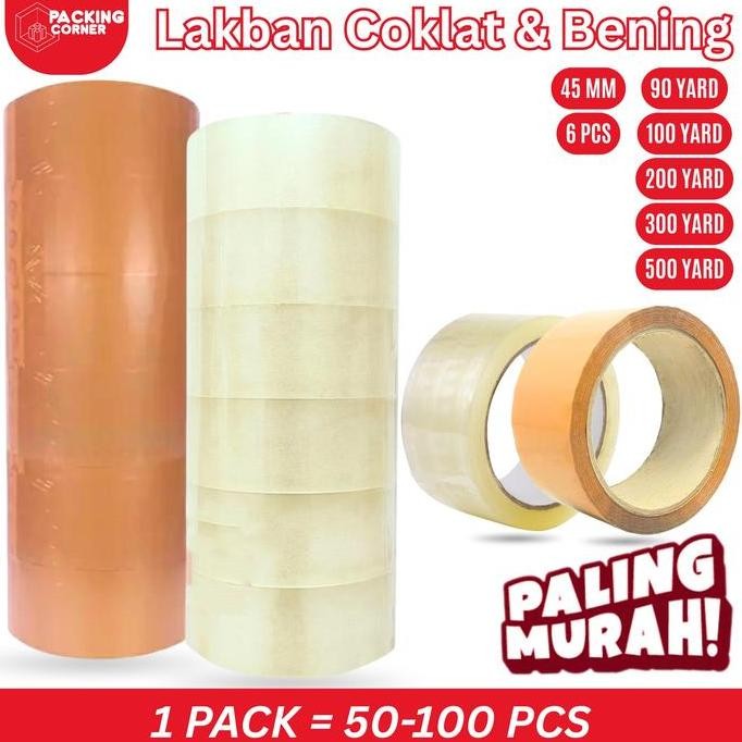

1 SLOP / 6PCS Lakban Bening Coklat 2 Inch 90 100 200 300 500 Yard 45MM 2 Inci 1 Slope Plakban Bening Coklat by Radhiant official
