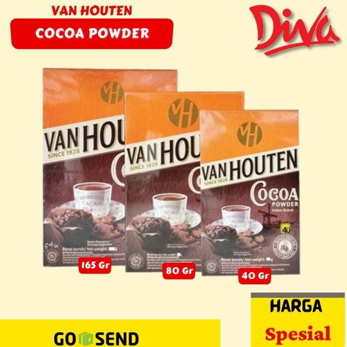 

TERSEDIA Coklat Bubuk Van Houten Cocoa Powder 165 Gr / 80 Gr / 40 Gr