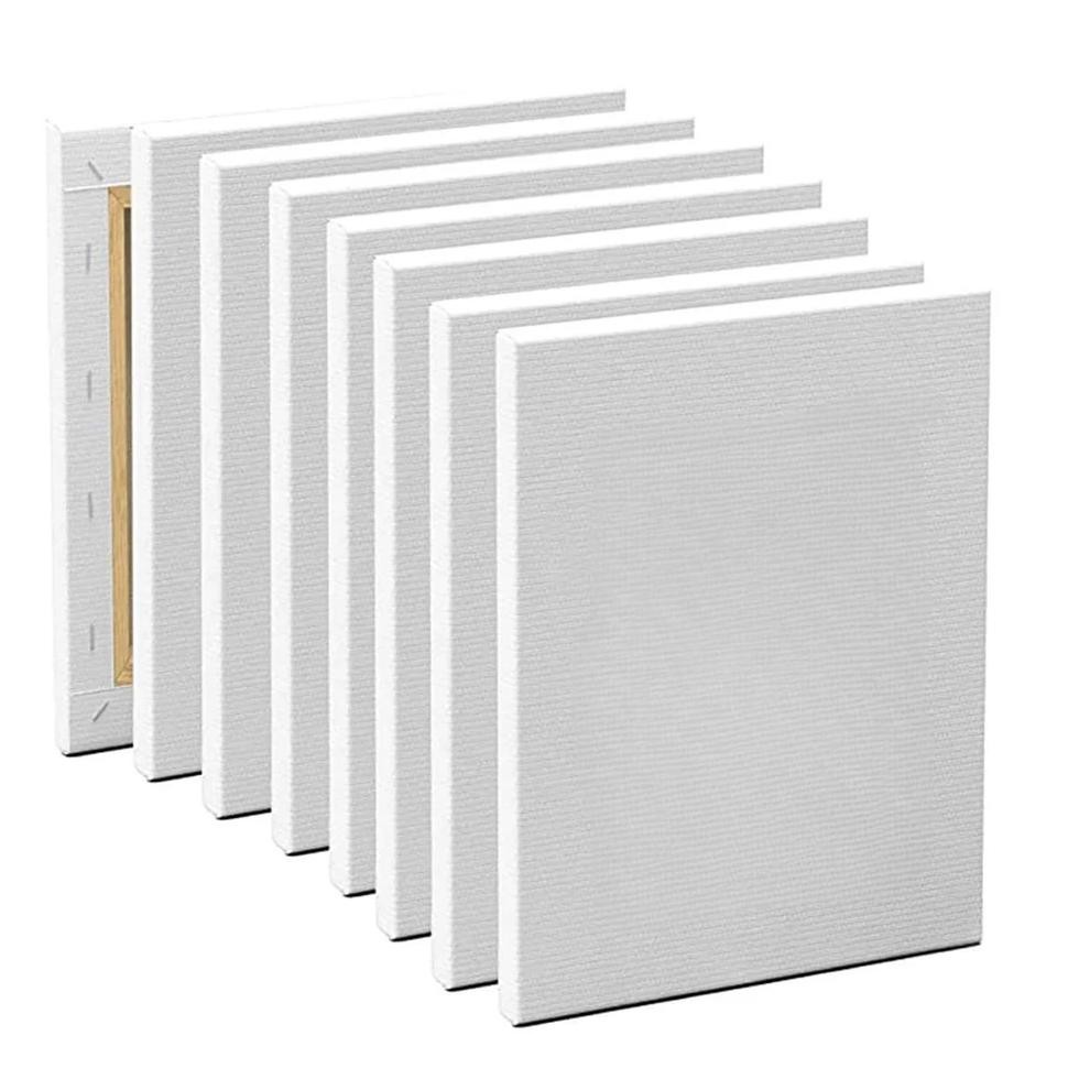 

5Pcs White Blank Square Artist Canvas Wooden Board Frame Cotton Artist Canvas Boards For Oil Painting Acrylic Watercolor