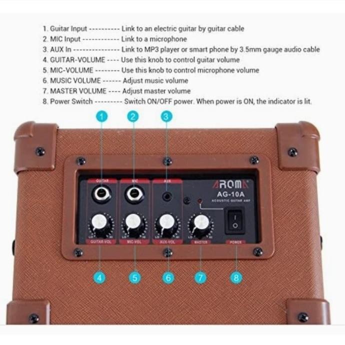 Amplifier Speaker Ampli Gitar Akustik Aroma Ag-10A With Input Mic Original