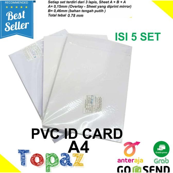 

Kertas Pvc Bahan ID Card Instan A4 isi 5 set (50 id Card) murah