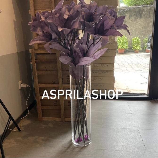 Vas bunga kaca tinggi 60cm diameter 15cm vase silinder panjang 15x60 Terlaris