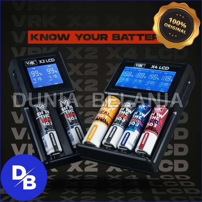 VRK X2 X4 LCD Battery Charger 2/4 Slot, Cas Baterai Fast Charging murah