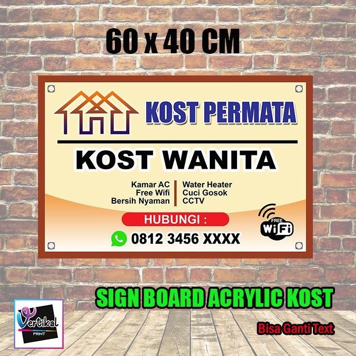 

Sign Board Stiker Akrilik 3mm Terima Kost 60x40cm dengan Pen/Baut Iklan murah
