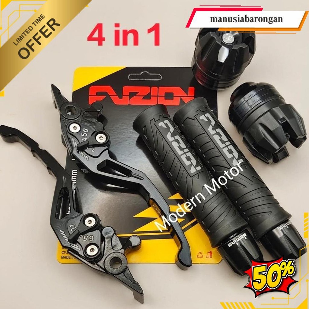 Paket 4In1 Model Hayaidesu The Storm Handgrip Fuzion + Jalu Stang Cnc + Jalu As + Handle Rem Setelan