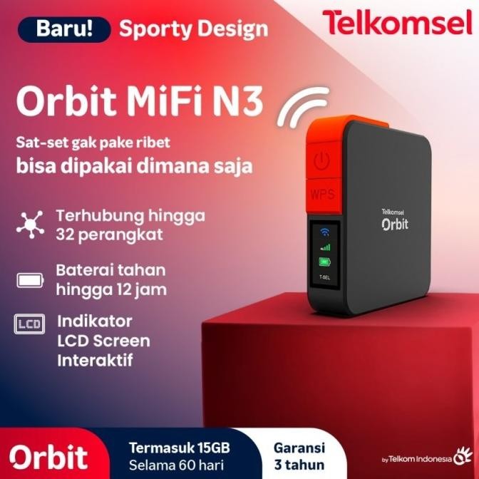 Murah Telkomsel Orbit MiFi N3 Orbit N3 HKM M23 Free 15GB 3000Mah 32User Bypass All Operator Non COD