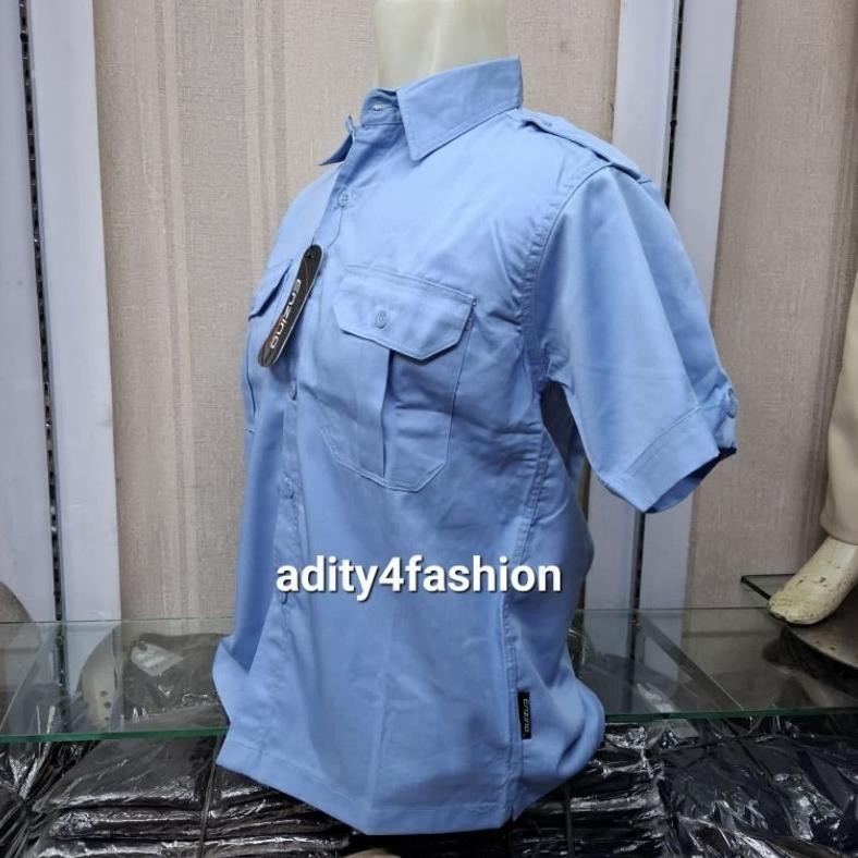 TERLARIS Kemeja Enzino Kemeja Seragam Kantor Kemja Pdh, Biru muda