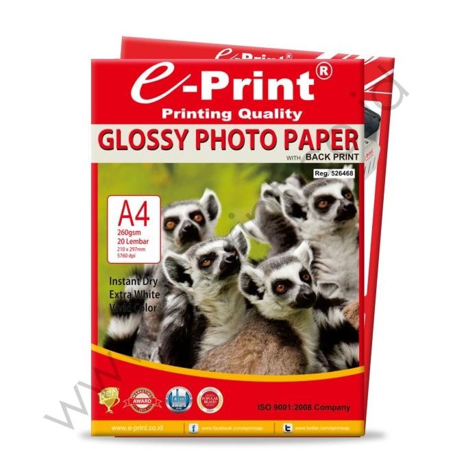 

E-Print Glossy Photo Paper Glossy A4 260Gsm Terbaru