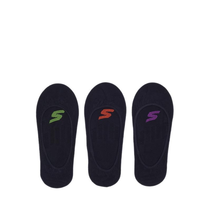 SKECHERS WOMEN 3PK MICROFIBER NON TERRY LINER SOCKS - BLACK