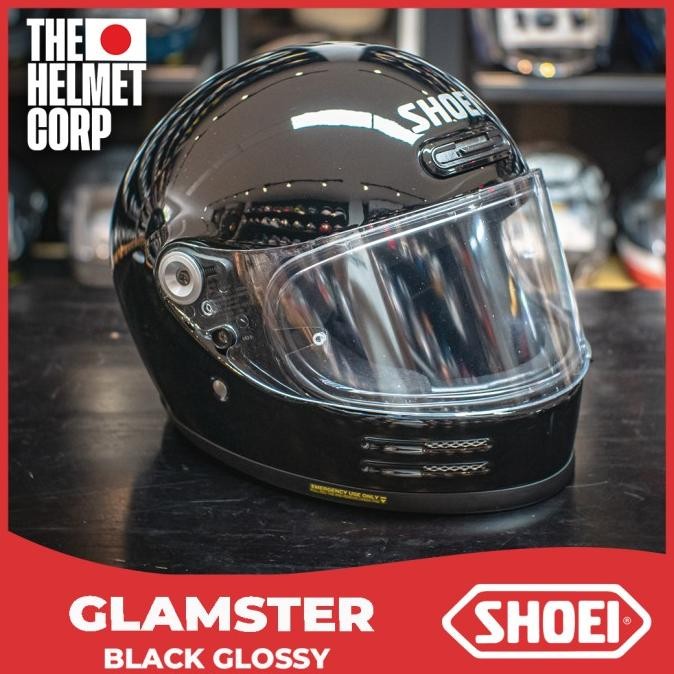 Shoei Glamster Black Glossy Retro Full Face Helm - Asli