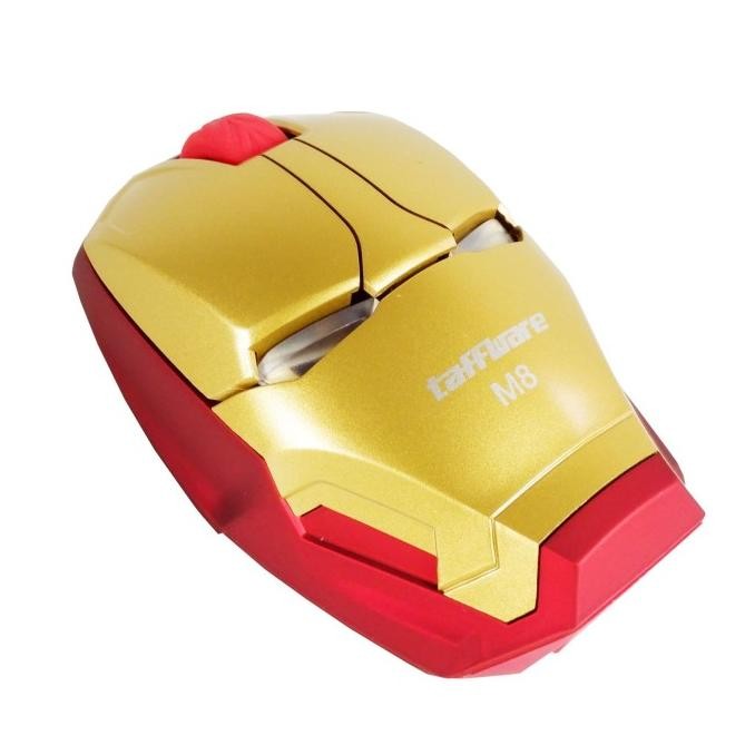 Original Mouse Iron Man Wireless Bluetooth Komputer Laptop Taffware Mos-24 Emas