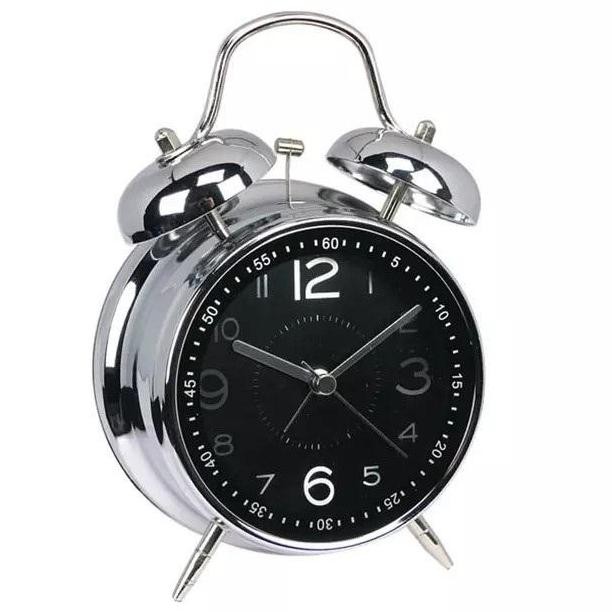 

JAM BEKER BESAR BESI CRHOME/ JAM ALARM WEKER MEJA/ALARM CLOCK HFS