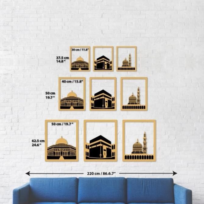 New Hiasan Dinding Masjid Al Aqsa, Al-Haram, An-Nabawi Acrylic Aesthetic / Dekorasi Islami Dinding M