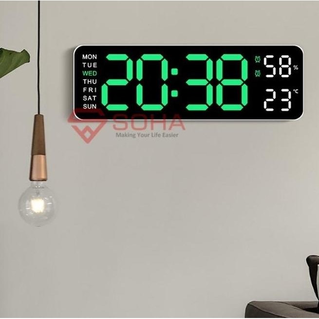 

JD-5503 Jam Meja Digital Jam Dinding LED Angka Besar Alarm Suhu Temperatur Kelembapan Ruang Humidity HFS