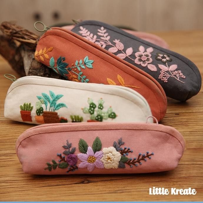 

Terbaru EG#102 DIY Sulam Kotak Tempat Pensil Hand Embroidery Pencil Case
