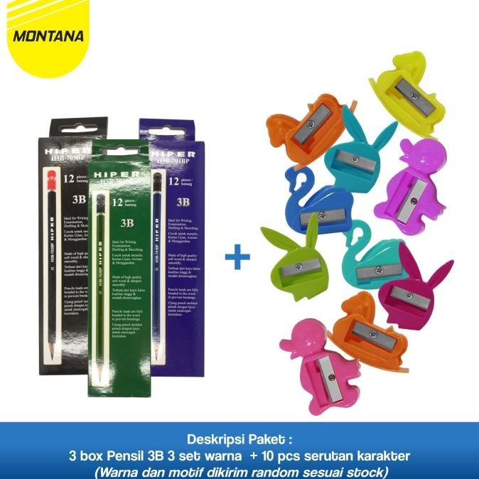 

Terbaru MONTANA Bunding Pensil 3B 3 Box + 10 Pcs Rautan Pencil and Sharpener Set Alat Tulis HIPERALL-TSJ