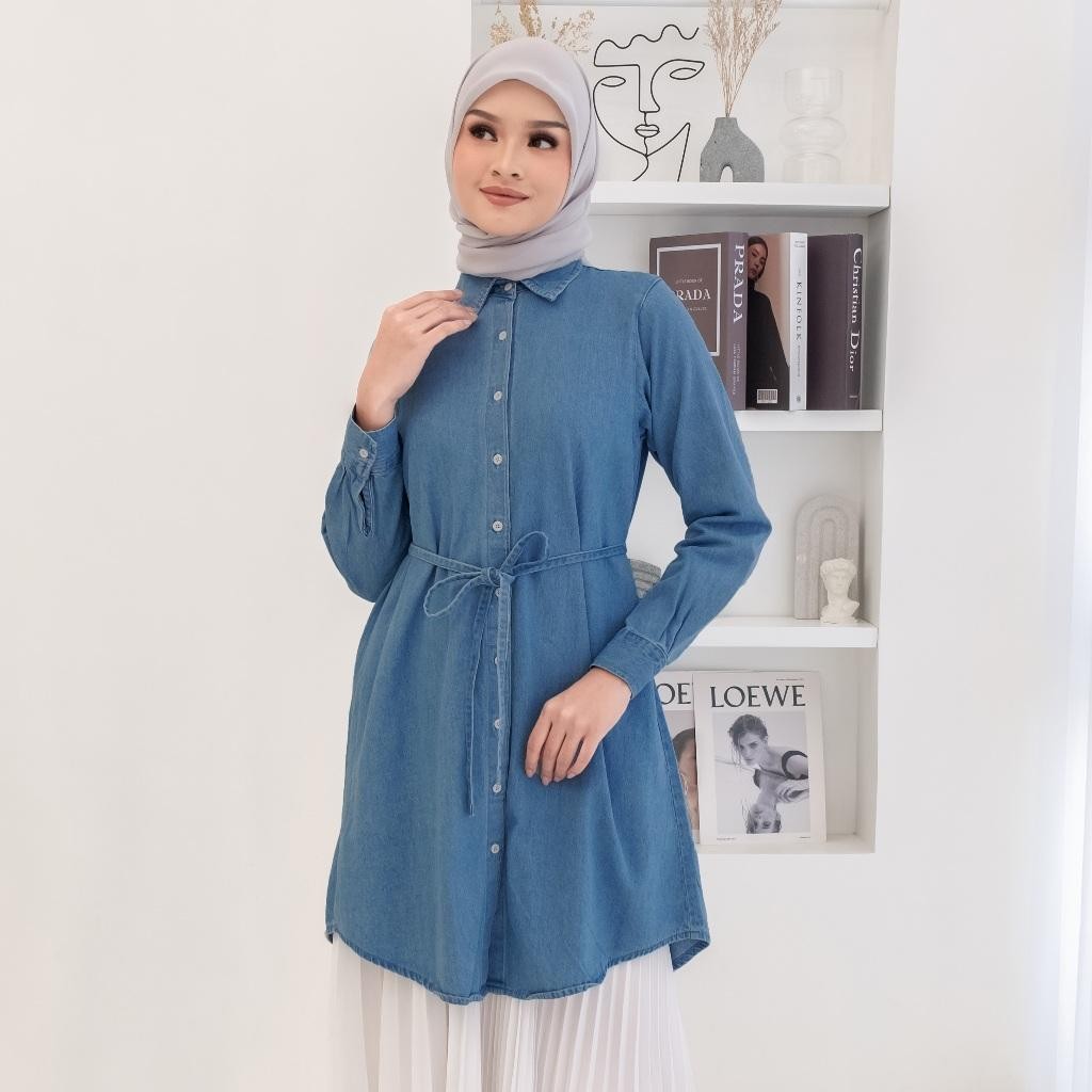 Giyomi Id - Livy Tunic / Tunik Wanita / Tunik Bahan Denim / Baju Atasan Wanita