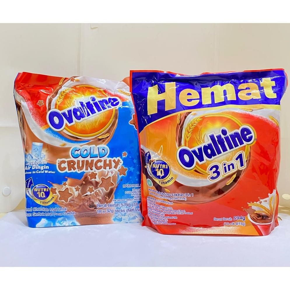

OVALTINE 3IN1 SUSU BUBUK COKLAT 18 STIK DAN COLD CRUNCHY SUSU BUBUK MINUMAN COKLAT