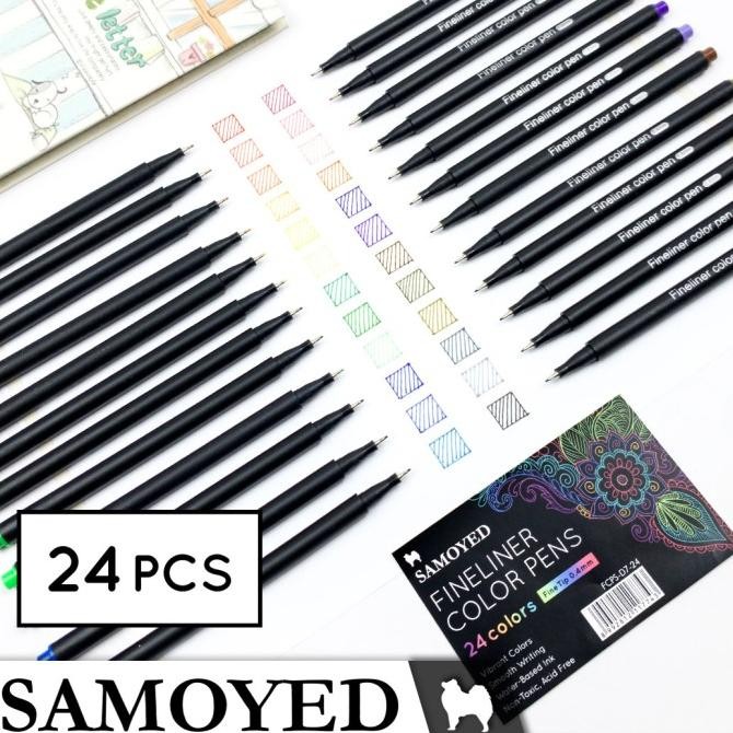 

Tersedia Pulpen / Pena Warna / Fineliner Color Pen Set Samoyed Fcps-D7-24