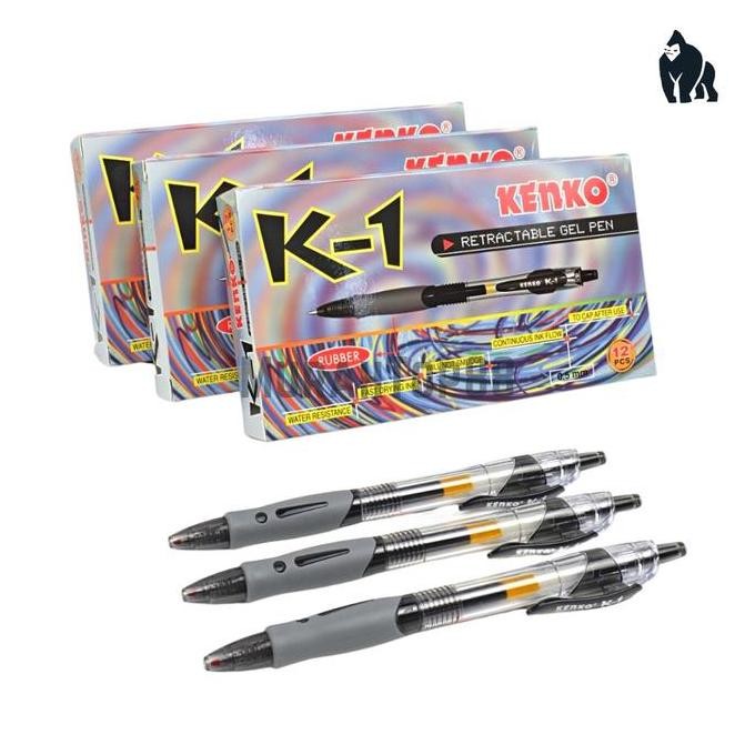 

Tersedia Pulpen Kenko K-1 Retractable Gel Pen 0.5 Mm / Ballpoint Bolpen Rubber Grip Pena Grosir Hitam Biru [Per Lusin]