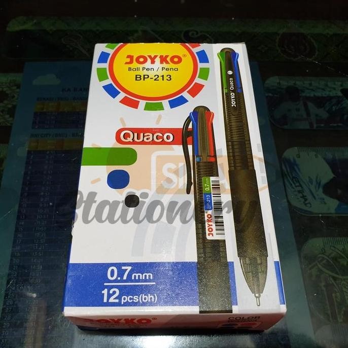 

Tersedia Pulpen 4Warna Quaco Bp 213 Joyko 0.7 Hitam 1Pak Isi 12Pc