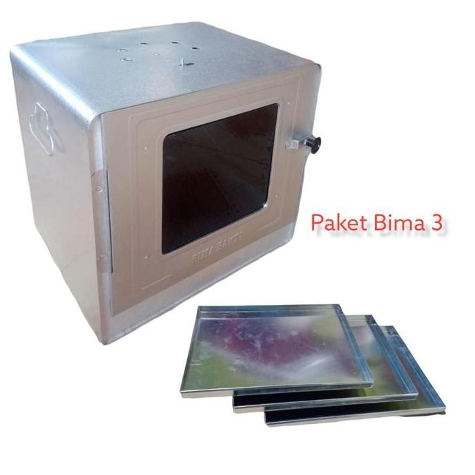 Oven Bima 3 Susun Ukuran Besar Bahan Galvalum Anti Karat Plus Loyang dan Cetakan Kue / Oven Kue / Ov