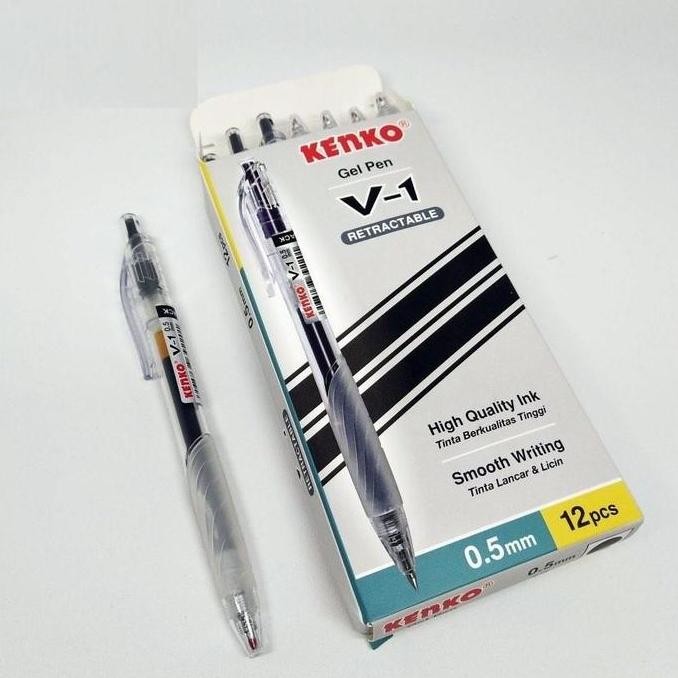 

Tersedia (Pack) Ballpoint Gel / Pulpen Retractable Cetekan - Kenko V-1