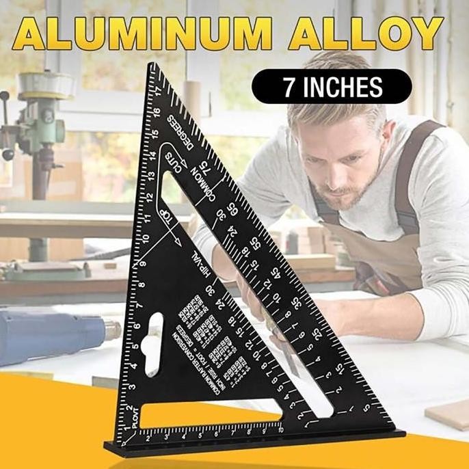 

siap kirim penggaris siku segitiga sudut 90 derajat bahan kuat tidak mudah rusak dan patah tukang kayu bangunan mistar triangle ruler aluminium - silver