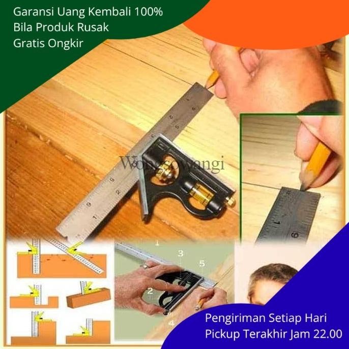 

siap kirim penggaris siku waterpass 30cm kombinasi mistar besi