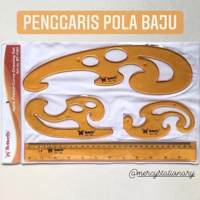 

siap kirim penggaris pola baju butterfly bt-740 set penggaris mal takenmal