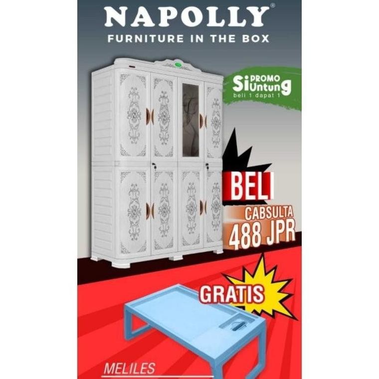 NAPOLLY CABSULTA 488 JPR | lemari pakaian plastik | lemari pakaian 4 pintu | lemari plastik napolly 