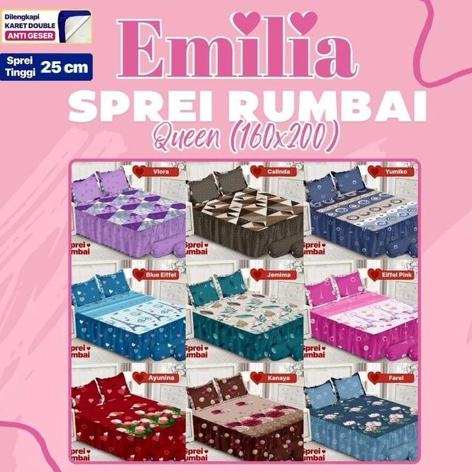 Emilia - Sprei Rumbai Queen (160x200) by Bonita Terlaris pilihan