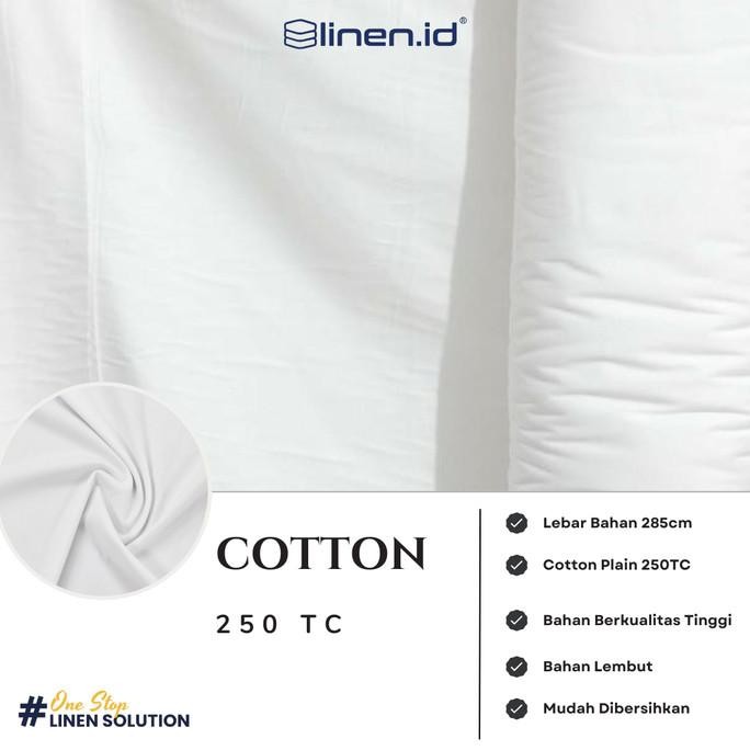 [Bahan Sprei Putih] Kain 100% Cotton Polos 250TC Lebar 285 cm