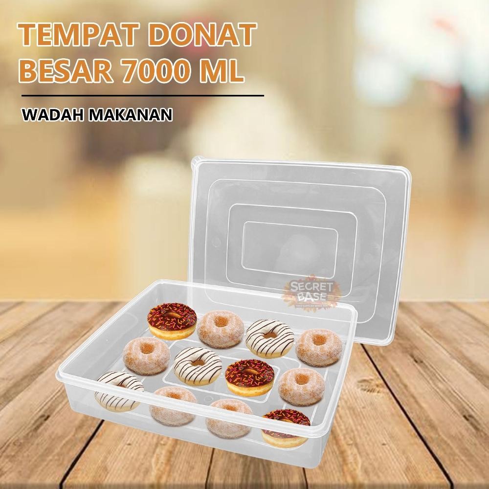 Tempat Donat Besar - Wadah Makanan Serbaguna 7000Ml / Kotak Plastik Rapat Ready Kirim