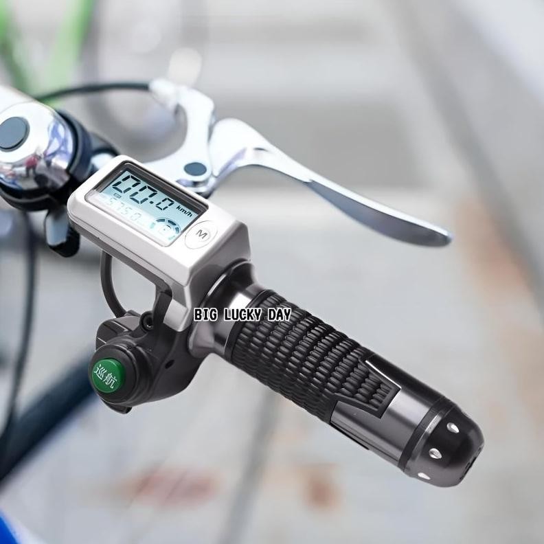 Premium Handle Gas Sepeda Listrik Universal 36V/48V/60V Grip Chrome Layar Lcd Display Speedometer Ku