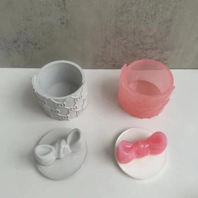 CETAKAN SILIKON RESIN STORAGE POT JAR RIBBON JEWELRY BOX MOLD