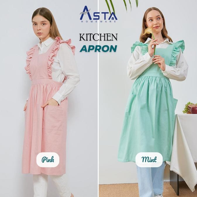 Asta Celemek Masak/ Apron Ruffle Linen/ Kitchen Apron / Apron Korea