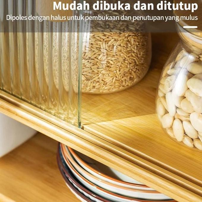 E-TIFE Rak makanan / Rak Piring / Rak Dapur / Lemari Dapur / Rak Dapur Bambu / Lemari Piring Minimal