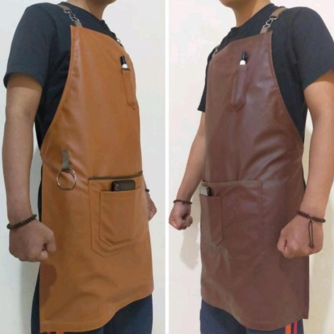 Celemek Kulit Garut Barista-Apron Kulit Barista Chef-Barber Asli Garut