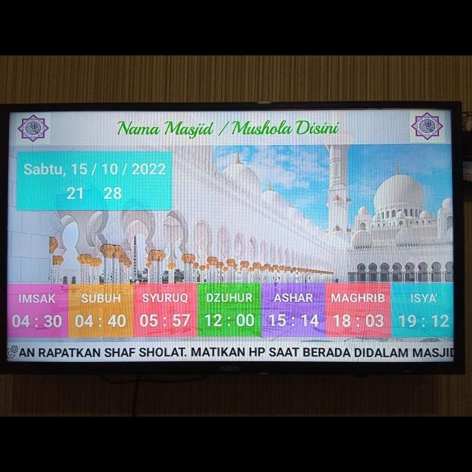 Jadwal Sholat Digital Display TV Murottal dan Tarhim Otomatis