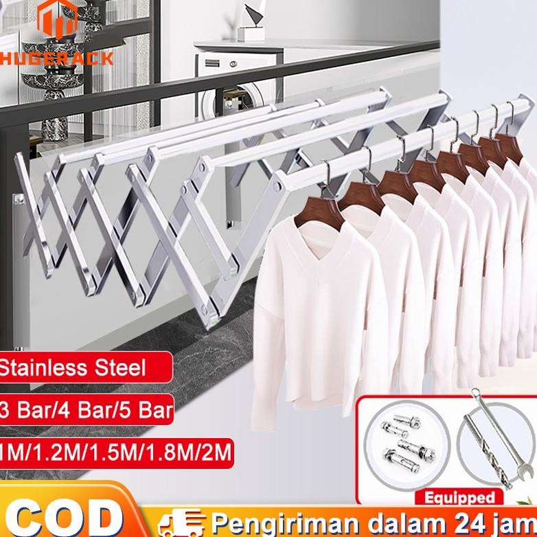 Jemuran Dinding lipat Stainless Jemuran Baju Dinding 200cm Jemuran Pakaian Dinding Jemuran Hanger Po