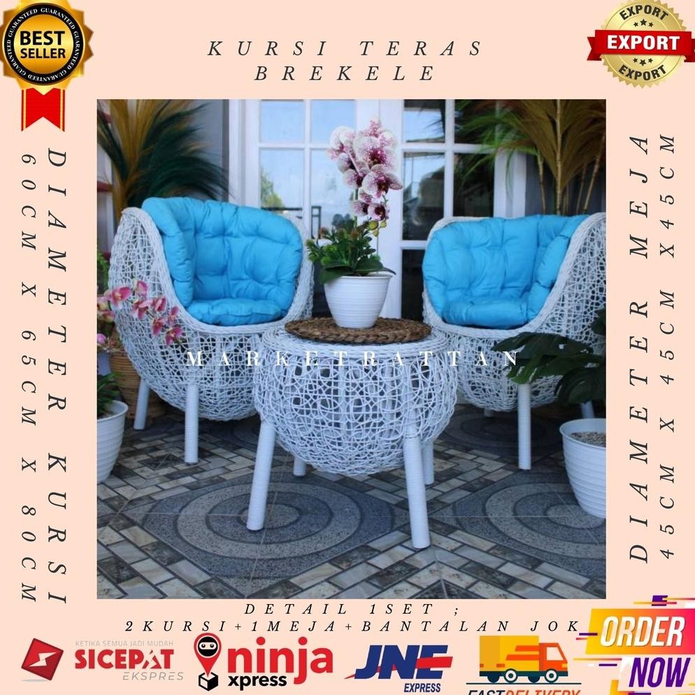 Kursi Teras Brekele Rotan Sintetis Santai Malas Halaman Taman Ruang Tamu Modern Minimalis Murah