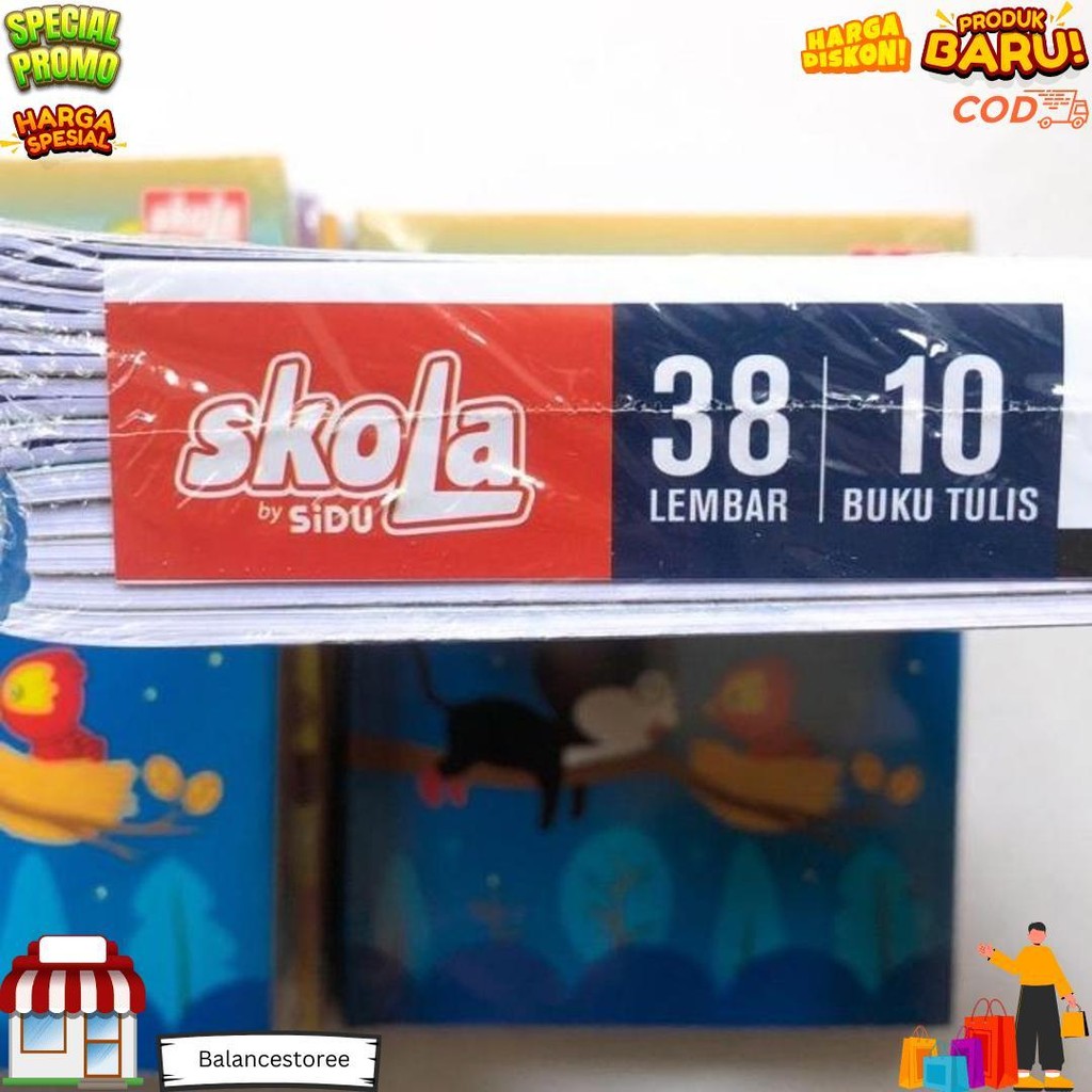 

Buku Tulis Sidu Skola 38 Lembar Murah / Buku Sekolah 1 Pak Isi 10 Buku D Termurah