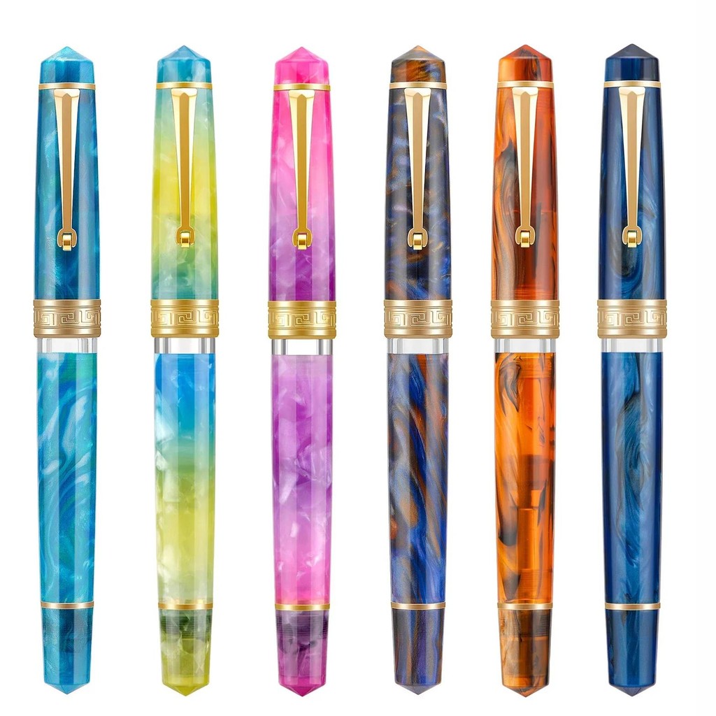 

Asvine P20 Piston Filling Fountain Pen Acrylic Beautiful Patterns Ef/F/M Nib With Golden Clip Smooth Writing Office Gift Pen