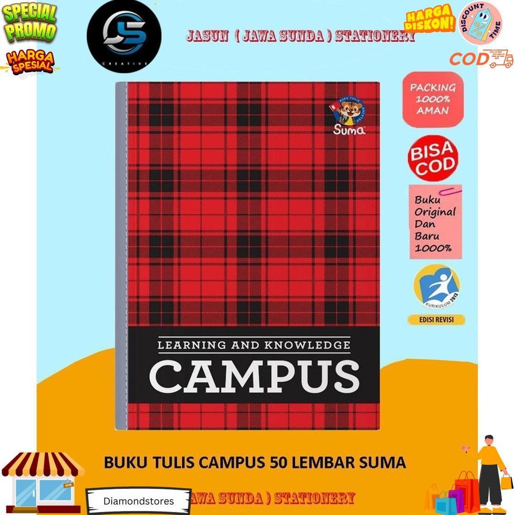 

Buku Campus Buku Tulis Isi 50 Lembar + Free 1Pcs Pulpen/Pensil D Sale